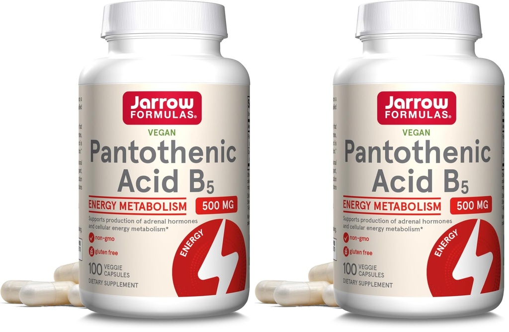Formules de collants Acide pantothénique B5 500 mg - 100 capsules de légumes - Vitamine B essentielle - Production d'énergie et soutien au métabolisme - 100 portions (paquet de 2)