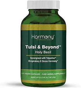 Tulsi - Supplément de Basilic Saint - Plus grande puissance, bio-vailabilité maximale, fabriqué avec des herbes biologiques (Gélules végétariennes, 120 Nombre)