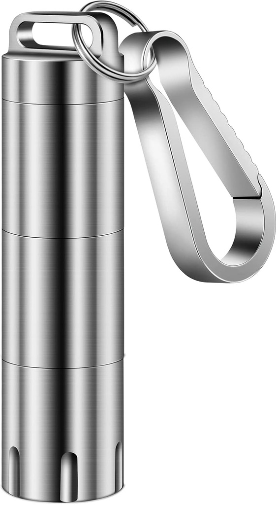 TISUR Titanium petit porte-pilule porte-clés, portable cas de pilule imperméable Pocket Pill Box porte-conteneur pour tenir les pilules, vitamines, huile de poisson, suppléments