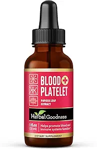 Bonté à base de plantes Papaya Feuille de sang supplément liquide - Teinture liquide 1 oz - Boost de plaquette de sang naturelle et le soutien immunitaire, os Marrow - Formule de nettoyage du sang - Fabriqué aux États-Unis