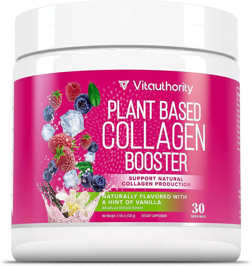 Vitauthority Vegan Collagen Powder for Women - Plant Based Collagen Supplement for Women with Proprietary Vegan Hair Skin and Nails Vitamins - Vegetarian Collagen Powder with Hyaluronic Acid