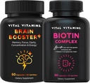 Vitamines vitales Booster Cerveau Plus + Capsules complexes de biotine