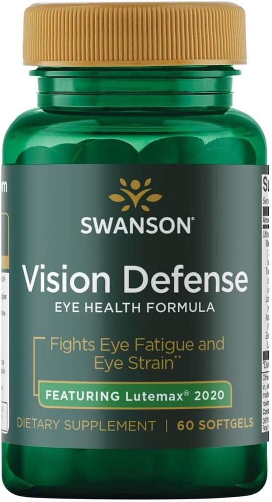 Swanson Vision Defense Antioxydant Vision Supplément santé Lutéine Zeaxanthin Astaxanthin Brocoli Extrait Bilberry Extract 60 Softgels Sgels