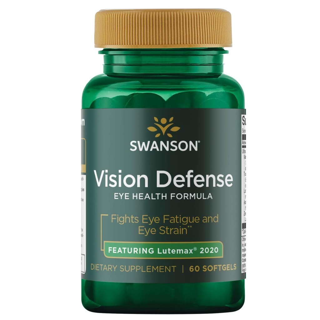 Swanson Vision Defense Antioxydant Vision Supplément santé Lutéine Zeaxanthin Astaxanthin Brocoli Extrait Bilberry Extract 60 Softgels Sgels