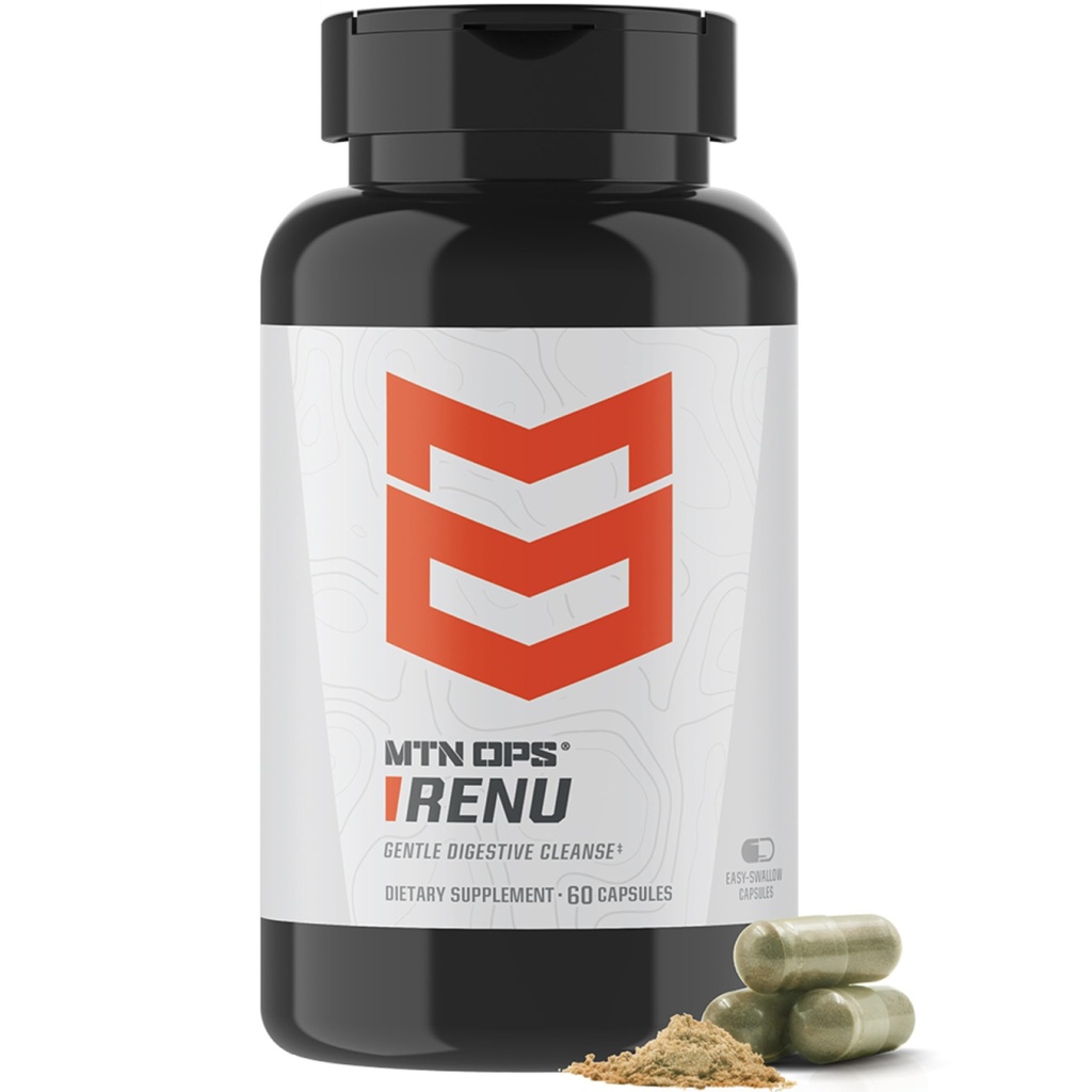 MTN OPS Renu pour le nettoyage digestif doux, Poudre de musc de Psyllium pour la santé digestive et le métabolisme Booster, 60 capsules, 30 portions