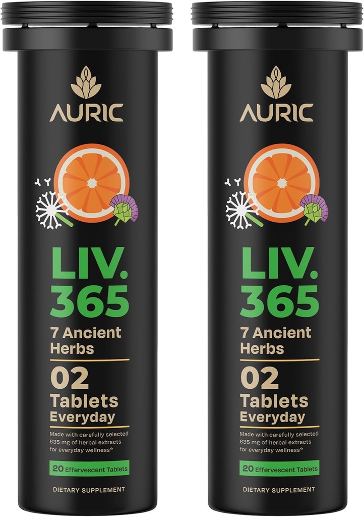Auric Herbal Liver Support Supplement | Milk Thistle (Silymarin), Turmeric, Garlic, Ginger for Liver Health | Advanced Detox & Cleansing Formula for active Liver | 40 Tablets | Plant Based Gluten-Free