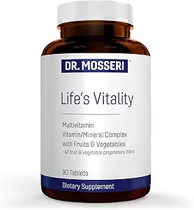 Vitalité de la vie Multivitamine végane pour les hommes et les femmes – Formule non-OGM avec 42 fruits et légumes, Multivitamine quotidienne et complexe minéral avec vitamine D pour le soutien immunitaire, 90 comprimés