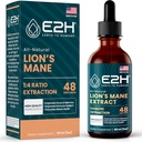Lions Mane - Supplément Lions Mane - Promotion de la clarté mentale, de la mémoire et du focus - Lions Mane Liquide pour le support immunitaire - Teinture de champignons - 2 Fl Oz par E2H