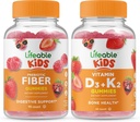 Fibre prébiotique durable enfants + Vitamine D3 + Vitamine K2 Enfants, Gummies Bundle - Grande dégustation, supplément de vitamine, sans gluten, sans OGM, gummy à croquer