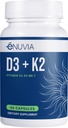 D3+K2 - Supplément Vitamine D3 K2 pour les femmes et les hommes - 60 capsules de légumes - avec extrait de poivre noir Bioperine - supporte l'absorption maximale de calcium et la santé du coeur et des os - Fabriqué aux États-Unis