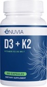 D3+K2 - Supplément Vitamine D3 K2 pour les femmes et les hommes - 60 Capsules de légumes - avec extrait de poivre noir Bioperine - soutient l'absorption maximale de calcium et la santé du coeur et des os - Fabriqué aux États-Unis
