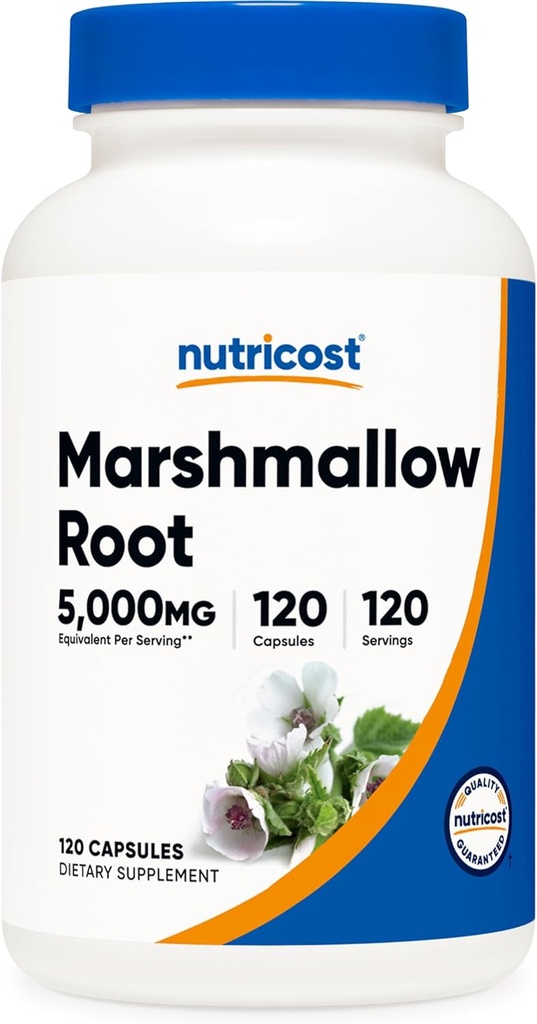 Nutricost Marshmallow Root 5000mg Equivalent, 120 Vegetarian Capsules - Gluten Free & Non-GMO - from 500mg of 10:1 Extract