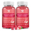 Citrate de calcium 1200mg Gommies avec vitamine D3, K2 - Supplément de zinc de magnésium de calcium à croquer avec extrait de mousse de mer pour les os, les dents, le soutien immunitaire pour les femmes et les hommes, pêche Flavor-60 Gommies(2Pack)