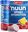 Tablettes électrolytiques Nuun Sport avec Magnésium, Calcium, Potassium, Chlorure et sodium, Sans gluten et végétalien, Punch aux fruits, 8 paquets (80 portions Total)