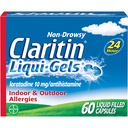 Claritin Liqui-Gels 24 heures de soulagement de l'allergie, médicament anti-allergie non somnolence, Loratadine Antihistamine Capsules, 60 Compte