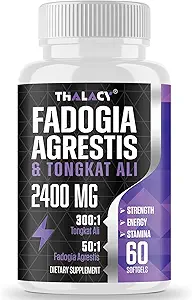 2400mg Fadogia Agrestis Tongkat Ali Supplément - Fadogia Agrestis 1400mg & Tongkat Ali 1000mg Ultra Blend, Force maximale, Masse musculaire et Performance athlétique, 360 Softgels