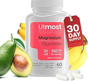 Magnesium Glycinate Supplement - Just 1 Capsule=175 MG of Absorbable Magnesium (350 MG in 2 Capsules) Non-GMO, Gluten-Free, Major-Allergen Free-Promotes Nighttime Calm & Muscle Wellness (60 Capsules)
