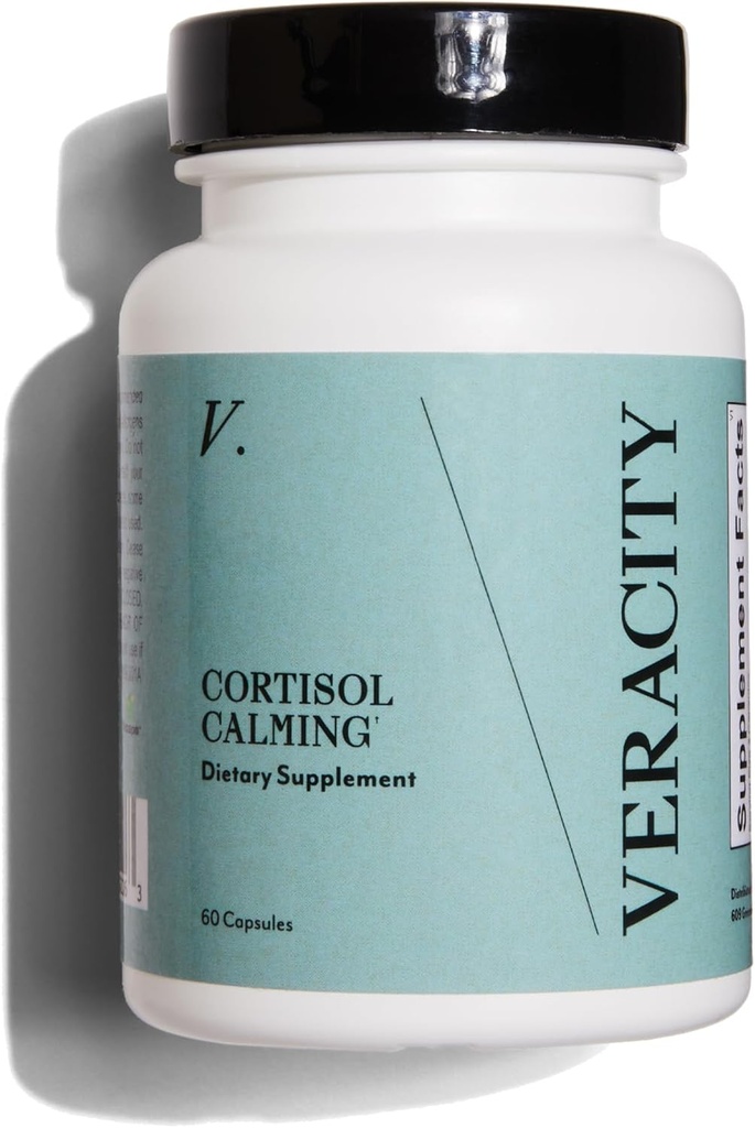Veracity Cortisol Calmant - Prouvé cliniquement Stress & Sleep Support Supplément - Réduit la tension et améliore la clarté mentale avec le mélange naturel d'Adaptogènes - 60 Capsules
