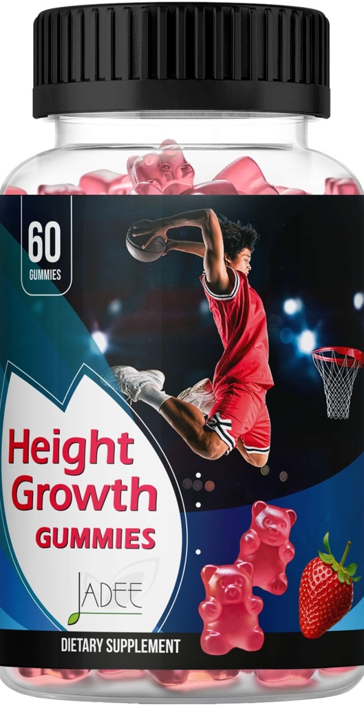 Jadee Height Growth Gummies for Teens & Kids Calcium 325mg, Teen Vitamins D3,K2,C, Magnesium, Ashwagandha, Zinc, L-Arginine - Bone Healthy Growth, Development & Strength - Height Increase & Immunity