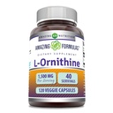 Formules étonnantes L-Ornithine 1500 Mg par portion Capsules de Véggie Supplément de L-Ornithine