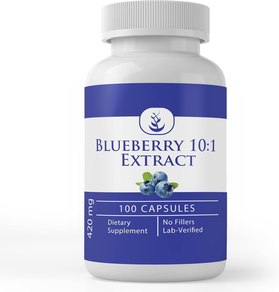 Ingrédients originaux purs Extrait de bleuets 10:1, (100 capsules) Toujours purs, sans additifs ou remplisseurs, laboratoire vérifié
