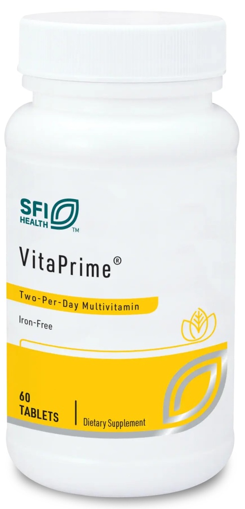 Klaire Labs SFI Health VitaPrime - Multivitamine sans fer pour les femmes et les hommes - Promouvoir la fonction immunitaire et soutenir les lacunes nutritionnelles - Multivitamine de deux par jour avec le folate de méthyle et B12 (60 comprimés)