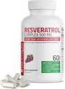 Bronson Resveratrol 500 Complexe Standardisé Trans-Resveratrol + Graine de raisin et extrait de vin rouge, 60 Capsules