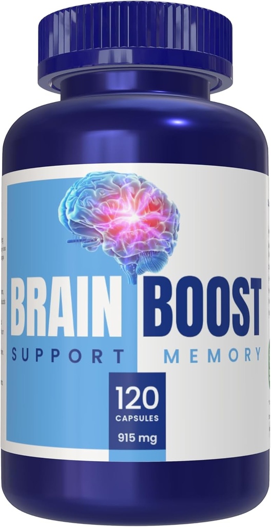Brain Boost Supplement, 120 Capsules, Non GMO, Gluten Free, Supports Memory, Focus & Concentration