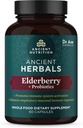 Ancient Nutrition Elderberry and Probiotics Supplement, Ancient Herbals Black Elderberry Capsules, Immune System Support, Whole Food Supplement, Gluten Free, Paleo and Keto Friendly, 60 Capsules