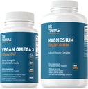 Dr Tobias Vegan Omega 3 Huile d'algues et bisglycinate de magnésium, soutien essentiel au mieux-être pour la santé du coeur, du cerveau, des muscles et des os, non OGM, végétalien