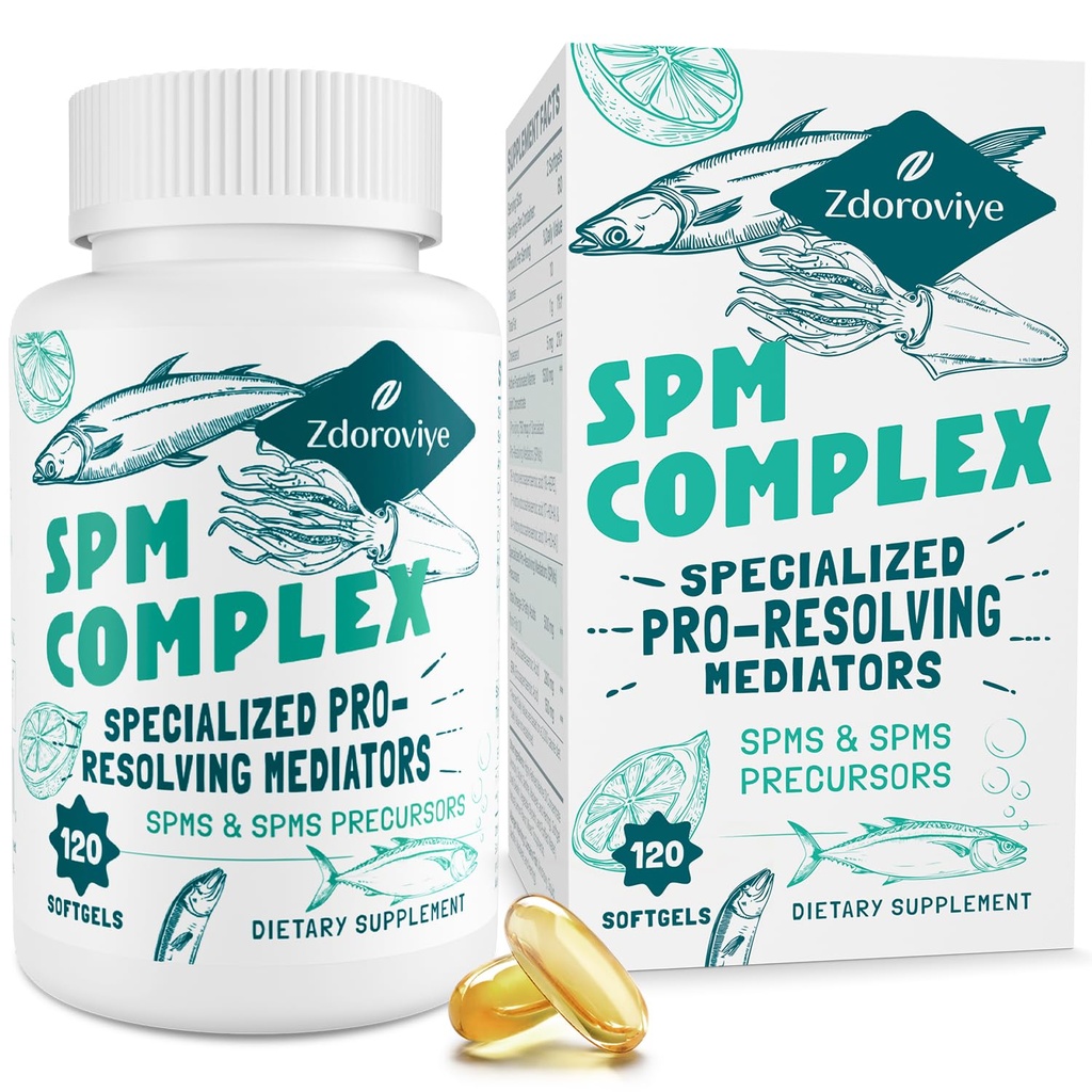 Mediators Pro-Resolution spécialisés et SPMs Precursors Complex, supplément SPM pour la réponse immunitaire équilibrée, cerveau, tissus et cellules - 120 Softgels