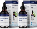Supplément liquide d'acide humique fulvic. Drops minéraux dérivés de plantes, plus de 75 minéraux traces pour stimuler l'énergie. Jusqu'à 8 mois d'approvisionnement. Concentration 250%. 2oz Chaque. 2 bouteilles.
