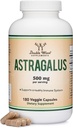 Suppléments de Bois Double Immune Boosting Astragalus 500mg 180 Capsules - Riche en flavonoïdes et en polysaccharides - Non-OGM, sans gluten, tiers testé