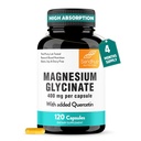 Sandhu Magnésium Glycinate 400mg Capsules avec Quercetin de Qualité Sommeil, Relaxation, Santé musculaire et Immune Support de 120 Nombre (Pack de 1)