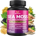 BMVINVOL Sea Moss Graines noires Shilajit Ashwagandha + Bladderwrack, Ginger, Moringa, Turmeric, Burdock, Ginseng, Rhodiola Rosea - 100 Capsules