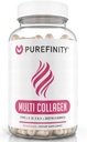 PUREFINITY Peptides de collagène pour femmes – Type I, II, III, V & X avec biotine et acide hyaluronique, soutient la peau saine, les os, les cheveux et les ongles – non-OGM, gazon (90 capsules, 1 mois d'approvisionnement)