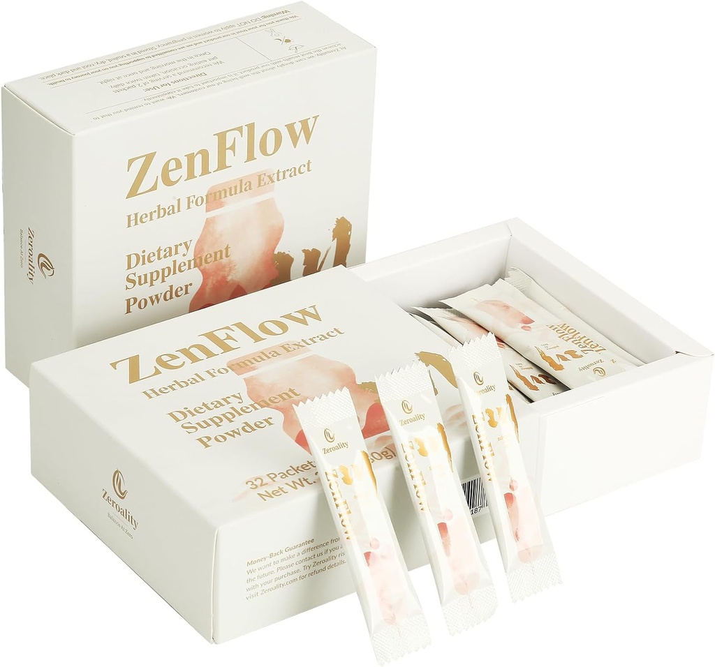 ZenFlow, PMS et Menstrual Support, TCM, Dong Quai, Promouvoir l'utérus sain, Kideny et Bladder, Promouvoir la fonction urogénitale, la santé des femmes, (32 Packets - 1 boîte)