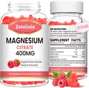 Citrate de magnésium de 2 paquets Gommies 400MG, Gommies de magnésium à haute absorption pour adultes, soutien musculaire et de dents, Vegan 120 Cts