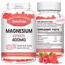 Citrate de magnésium de 2 paquets Gommies 400MG, Gommies de magnésium à haute absorption pour adultes, soutien musculaire et de dents, Vegan 120 Cts