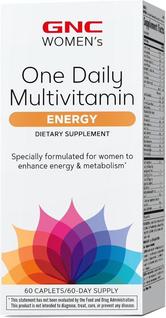 GNC Women's One Daily Energy Multivitamin, soutient la santé immunitaire et la production d'énergie, 60 comtes