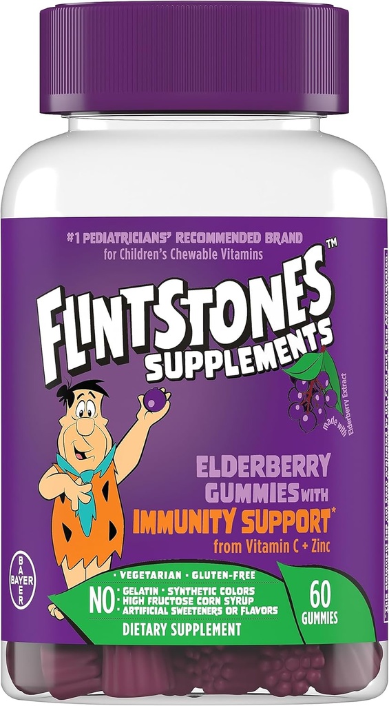 Glaces Vitamines Gommies de mûrier pour enfants avec Immunity Support de Vitamine C & Zinc, Gommies de soutien immunitaire, Multivitamine pour enfants, Sans gluten, 60 Nombre