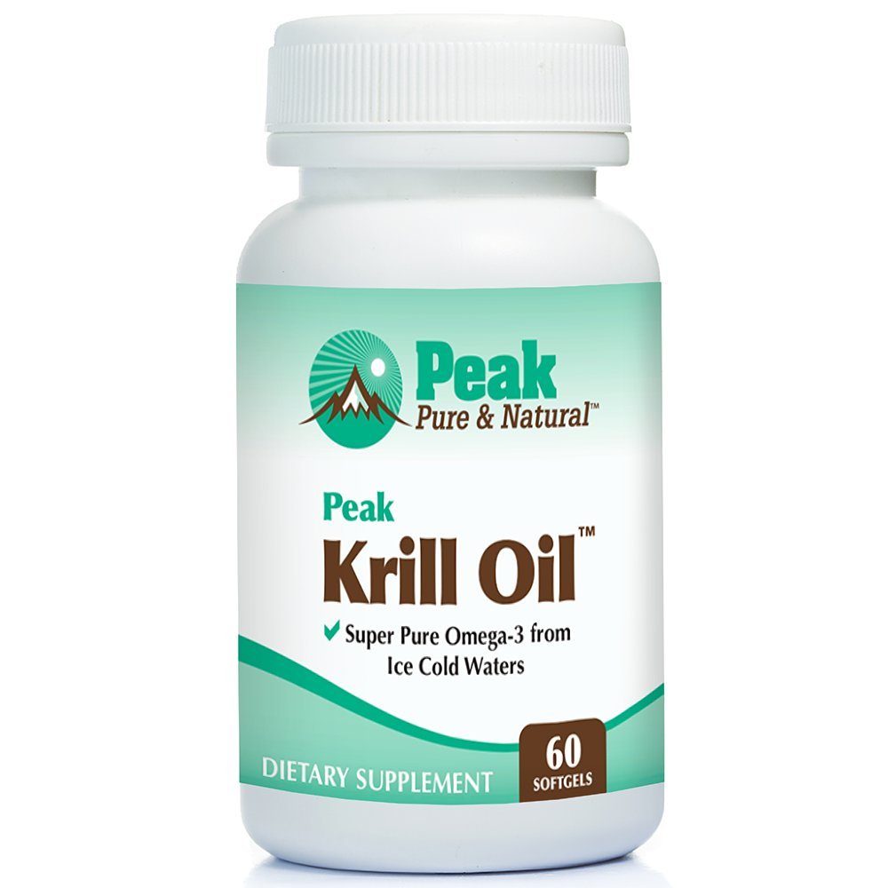 Peak Pure & Natural, Peak Krill Oil Supplement - Mieux que l'huile de poisson pour la santé articulaire et cardiaque - Krill Oil Brain Supplement - EPA, DHA et Astaxanthin - 60 softgels