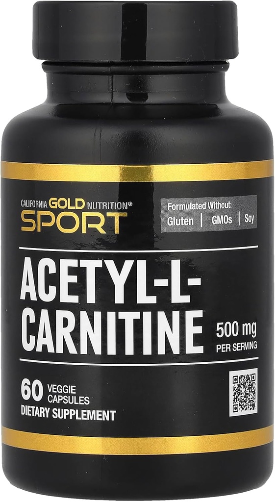 California Gold Nutrition acétyl-L-Carnitine, 500 mg, 60 gélules de Veggie