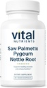Les nutriments vitaux Saw Palmetto avec Pygeum & Nettle Root - Vegan Saw Palmetto pour les hommes soutient la fonction de la prostate saine* - Gluten, laiterie, sans soja - 60 capsules