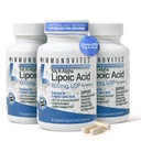 IMMUNOVITES Acide lipoïque R-alpha stabilisé à 3 paquets (True) 600 mg par portion [[High Potency & up to 40x Augmented Absorption]]] (Na R-ALA) (Na R-LA) (Na R-Lipoate) (3 bouteilles)