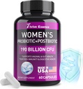 Probiotiques pour les femmes 190 milliards CFU - 10 souches et postbiotiques pour la santé immunitaire, digestive, gustative, vaginale et urinaire, équilibre PH- soutient la constipation occasionnelle, gaz et ballonnement, 60 capsules