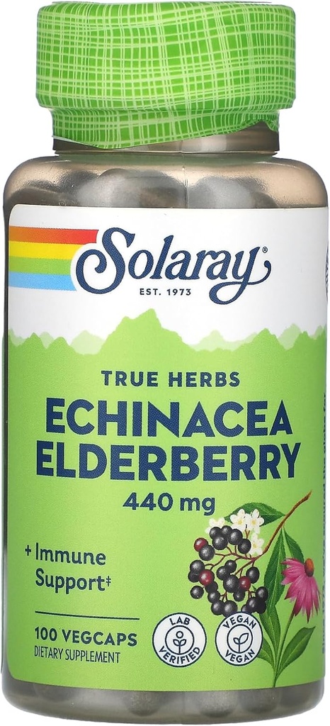 SOLARAY Echinacea et Elderberry Capsules, 440 mg