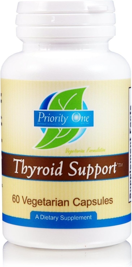 Priority One Vitamines Thyroïde Support 60 Capsules Végétariens - Végétariens Support du Thyroïde Gland.*