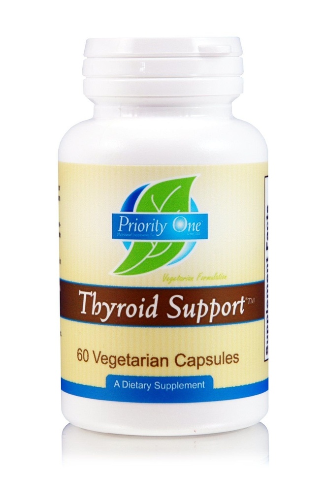 Priority One Vitamines Thyroïde Support 60 Capsules Végétariens - Végétariens Support du Thyroïde Gland.*