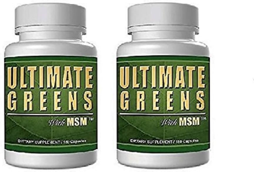 Daily Health, Ultimate Greens avec MSM 360 Capsules, 1925mg Vegan Friendly Whole Food Superfood Supplément sans OGM sans édulcorants alcalins 2 mois d'approvisionnement